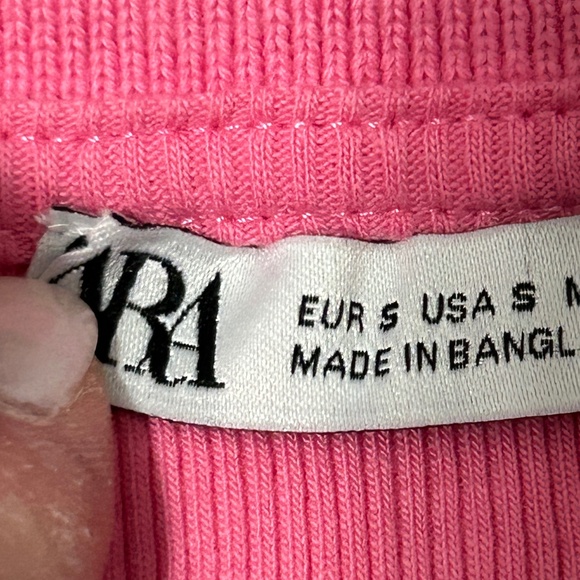 Women's Zara Cropped Hot Pink Ribbed Polo Shirt - SMALL - Picture 10 of 10